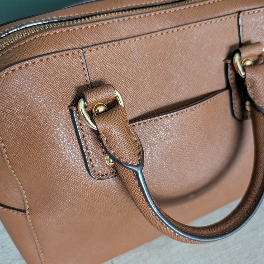 MICHAEL Michael Kors LAILA  Brown Leather Satchel - Picture 10 of 16